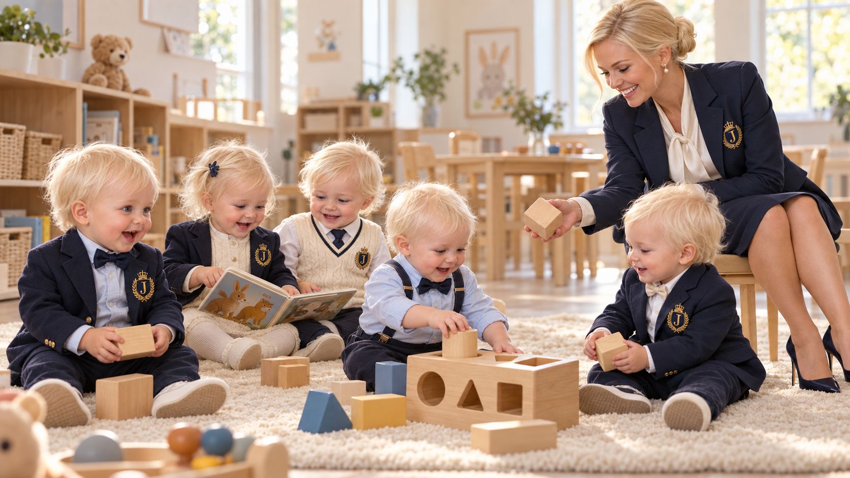 Barn som leker med klossar på en förskola